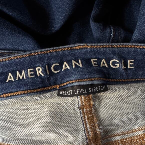 American Eagle SZ 6 Super Hi-Rise Jeggings Jeans Distressed Stretch Frayed Hems - Picture 9 of 12
